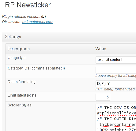 RP Newsticker Plugin for WordPress: Version 0.7 Out